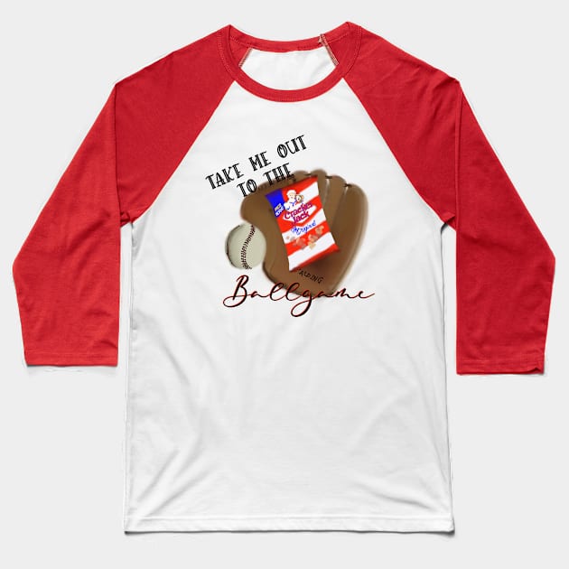 Take me out to the Ballgame, Peanuts and Crackerjacks Baseball Glove, Baseball Design Baseball T-Shirt by Sheila’s Studio